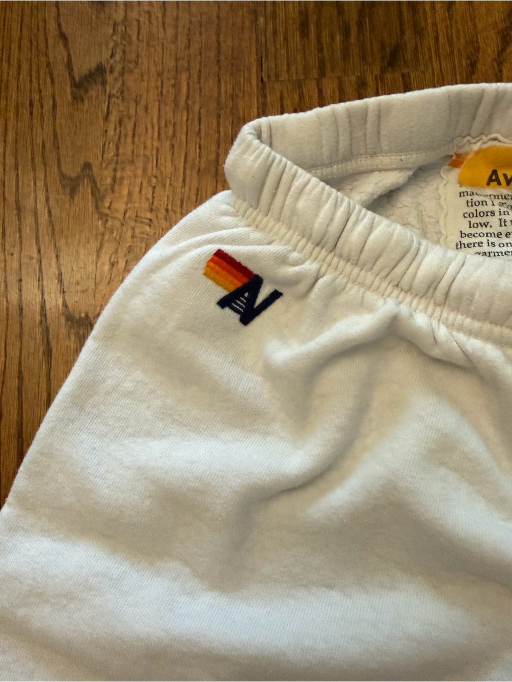 Aviator Nation White Sweatpants with Rainbow Side Stripes - Picture 3 of 4